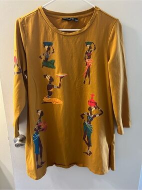 Antthony Mustard Yellow Graphic Tunic with Multicolor Accent